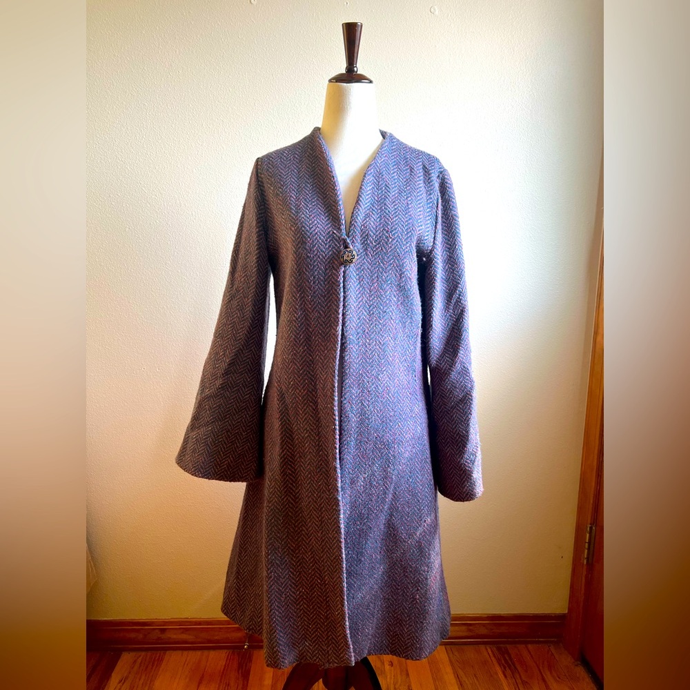 Elegant Purple and Pink Tweed Erica Tanov Women's Coat